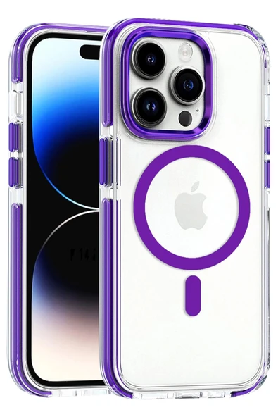 iPhone 15 Pro Max Bella Magsafe Kapak - Derin Mor