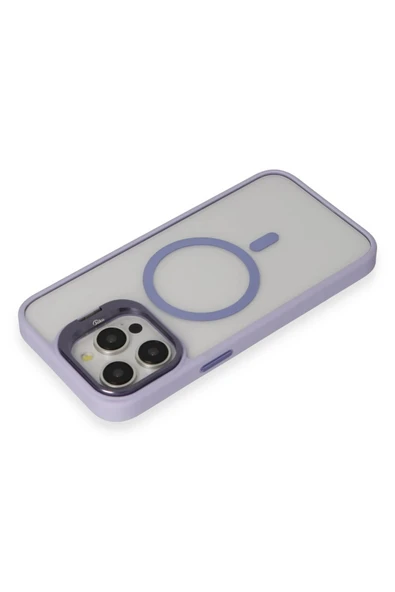 iPhone 15 Pro Kılıf Roblox Lens Magsafe Standlı Kapak - Lila - 3