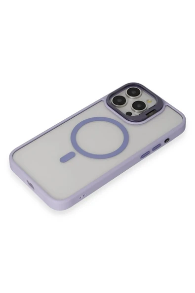 iPhone 15 Pro Kılıf Roblox Lens Magsafe Standlı Kapak - Lila - 4