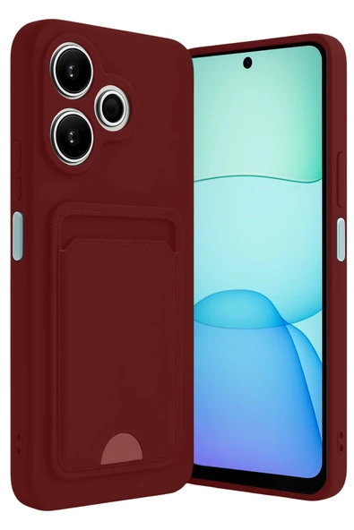 Xiaomi Redmi 13 4G Kılıf Kelvin Kartvizitli Silikon - Bordo - 2