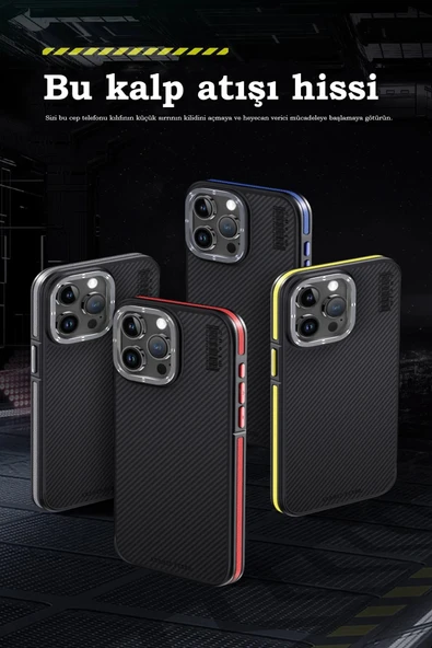 iPhone 15 Pro Kılıf Aramid 600D Kevlar Karbon Fiber Magsafe Kapak - Lacivert - 5