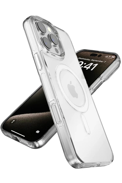 iPhone 15 Pro Max Gleam PC Sert Magsafe Kılıf - Şeffaf-Siyah - 3