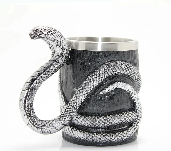 Paslanmaz Çelik Yılan Tasarımlı Kupa Bardak