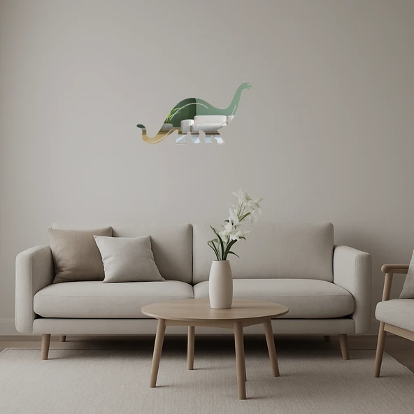 Dinozor Dekoratif Aynalı Tablo