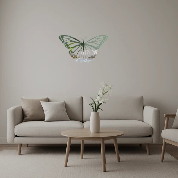 Renkli Kelebek  Dekoratif Aynalı Tablo