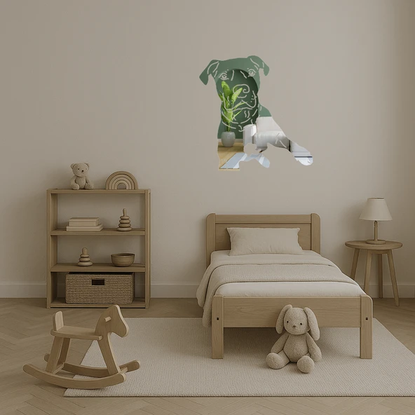 Şık Köpek Yüzü  Dekoratif Aynalı Tablolar - Resim 2