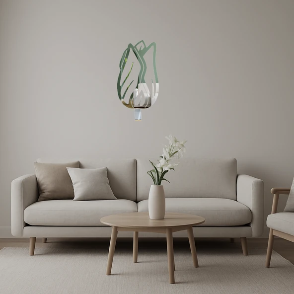 Çiçek Motifli Dekoratif Duvar Aynalı Tablosu ürün görseli 1