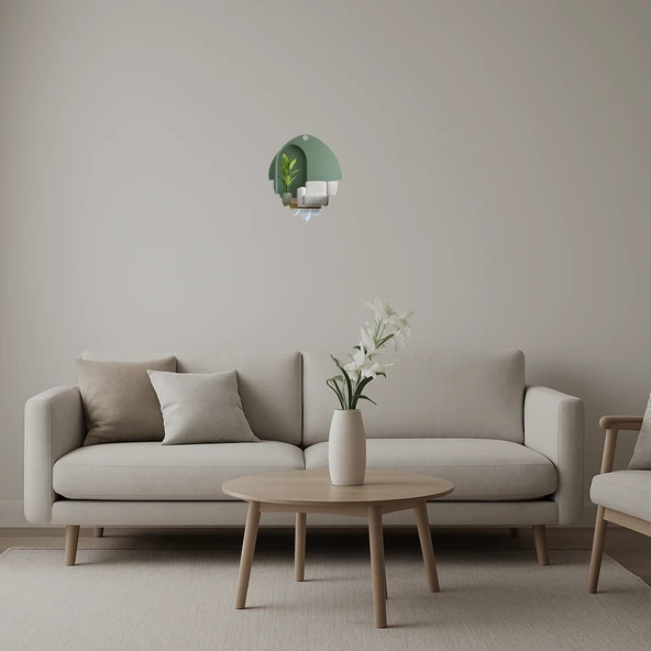 Ağaç Yaprağı Desenli Dekoratif Aynalı Tablo ürün görseli 1