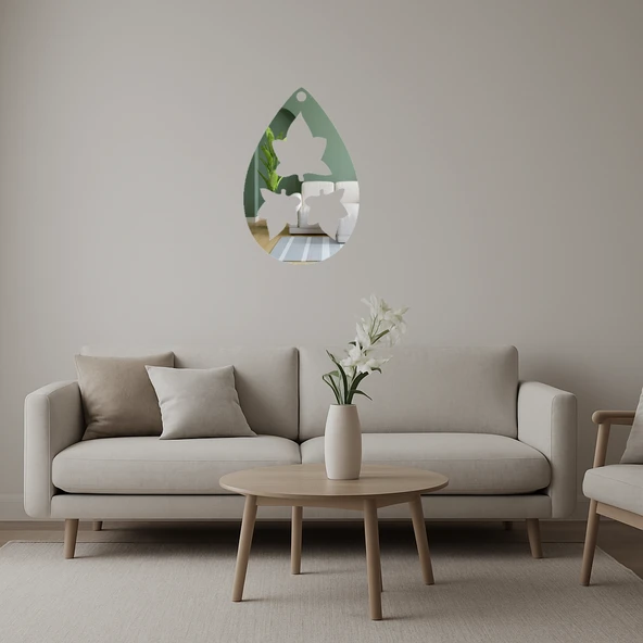 Gözyaşı Yaprak Motifli  İç Mekan Aynalı Tablosu ürün görseli 1