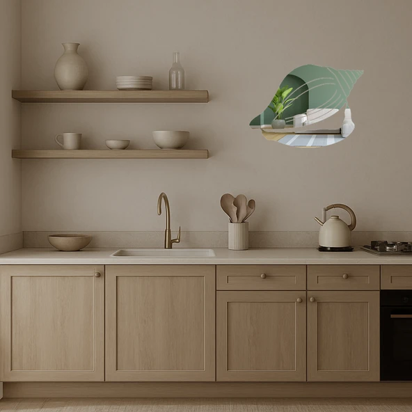 Deniz Kabukları Desenli Dekoratif Aynalı Tablo - Resim 5