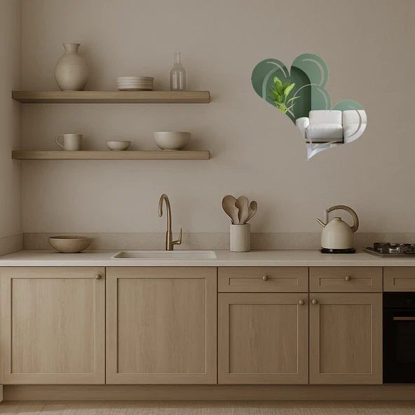 Kalp Desenli  Romantik Dekor Aynalı Tablo - Resim 4