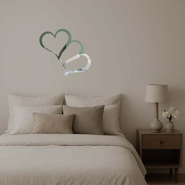 Kalp Desenli Dekoratif İç Mekan Aynalı Tablo - Resim 2