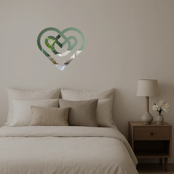 Geometrik Kalpler  Dekoratif Aynalı Tablo - Resim 3