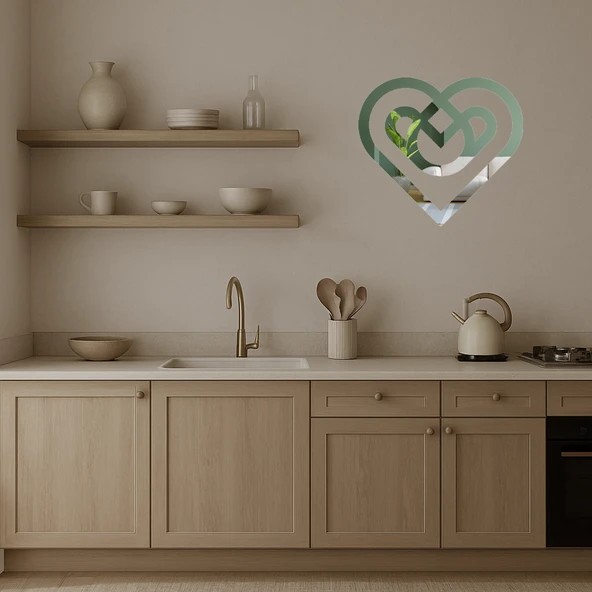 Geometrik Kalpler  Dekoratif Aynalı Tablo - Resim 4
