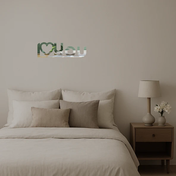 I Love You Kalpli Dekoratif İç Mekan Aynalı Tablosu - Resim 3