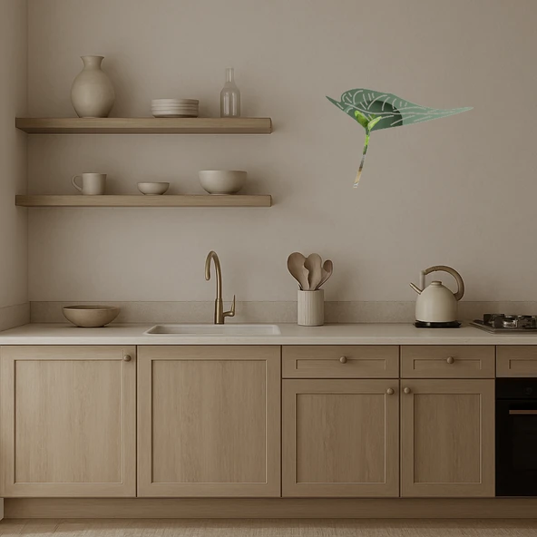 Modern Yaprak Tasarımlı  İç Mekan Aynalı Tablo - Resim 3