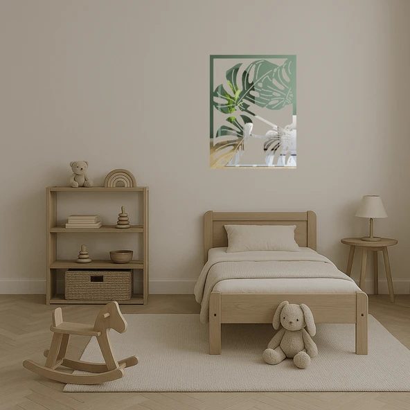 Monstera Bitkisi Desenli İç Mekan Aynalı Tabloi - 4