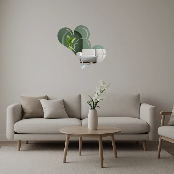 Kalp Desenli  Romantik Dekor Aynalı Tablo ürün görseli 1