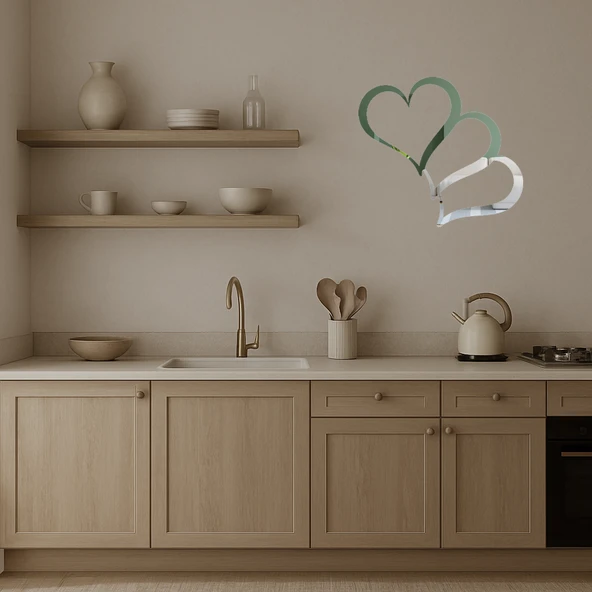 Kalp Desenli Dekoratif İç Mekan Aynalı Tablo - Resim 3