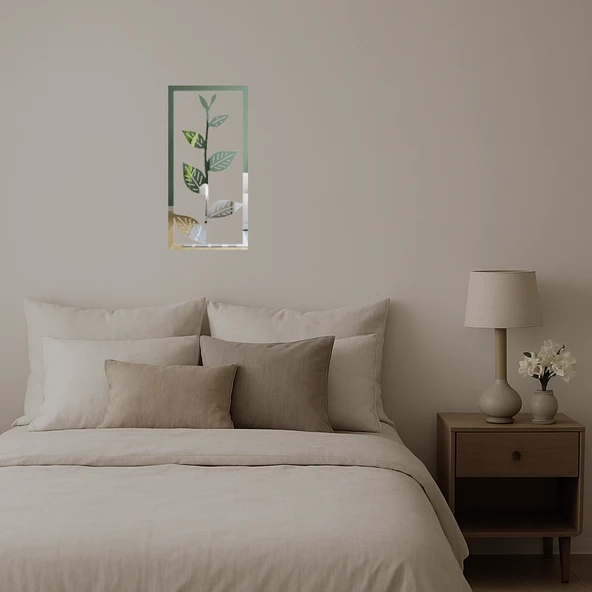 Yaprak Desenli Modern Dekoratif Aynalı Tablo - 3
