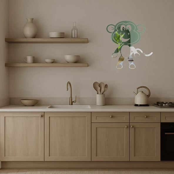 Ahşap Dekoratif Maymun Aynalı Tablosu - Resim 2