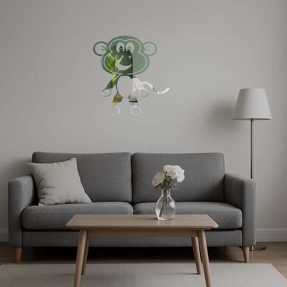 Ahşap Dekoratif Maymun Aynalı Tablosu - Resim 5