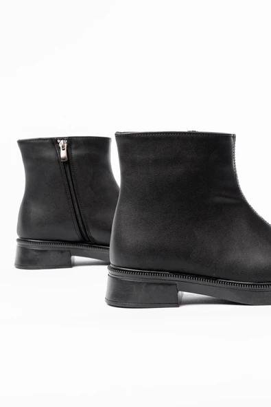 02-3033 Siyah Fermuarlı Günlük Kadın Bot - Resim 4