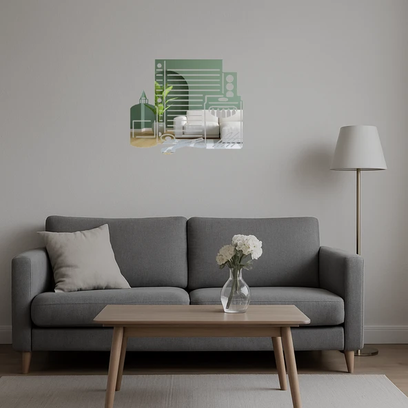 Renkli Kağıtlar ve Tutkal  Duvar Aynalı Tablosu - 5