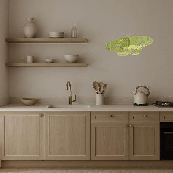 Renkli Kelebek Dekoratif Altın Aynalı Tablo - 4