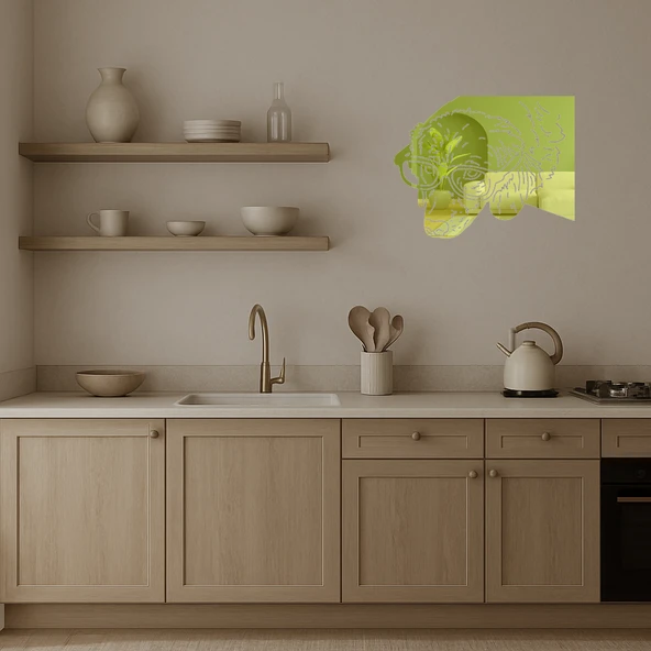 Gözlüklü Köpek Dekoratif Duvar Altın Aynalı Tablosu - 3