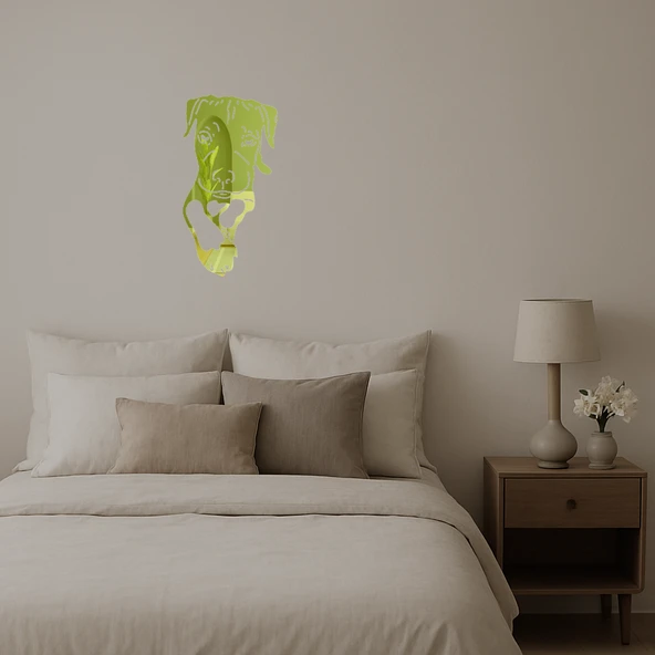 Modern Köpek Yüzü  Dekoratif Altın Aynalı Tablo - 3