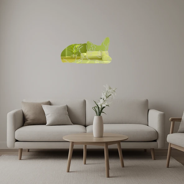 Minimalist Köpek Yüzü  Dekoratif Altın Aynalı Tablo