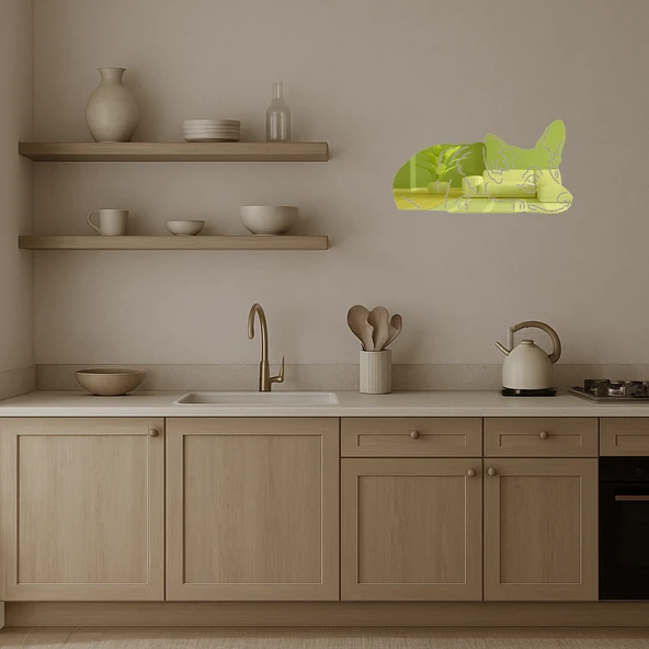 Minimalist Köpek Yüzü  Dekoratif Altın Aynalı Tablo - 3