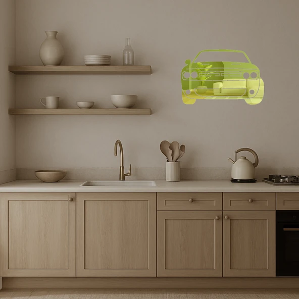 Klasik Muscle Car Dekoratif Altın Aynalı Tablo - 3