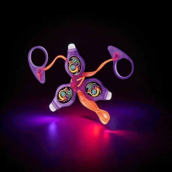 VIP RENKLİ LED IŞIKLI FIRFIR MOR FIRFIR YENİ NESİL IŞIKLI OYUNCAK PURPLE A PULL IT TO TOP SPİNİNG - Resim 3