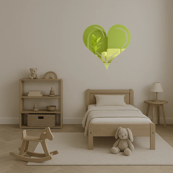 Kalp ve Aşk Figürlü Modern Altın Aynalı Tablo - 4