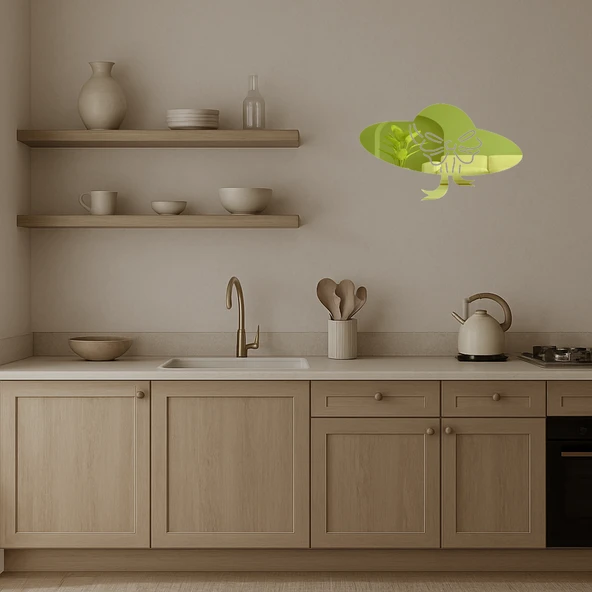 Şapkalı Kadın Silueti Dekoratif  Altın Aynalı Tablo - 3