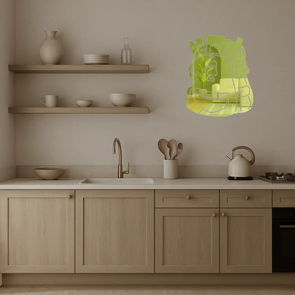 Üzeri Okul Çantası Temalı Dekoratif Altın Aynalı Tablo - 3