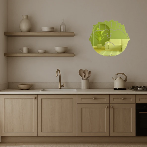 Üzeri Hüzünlü Çocuk Yüzü Dekoratif Altın Aynalı Tablo - Resim 3