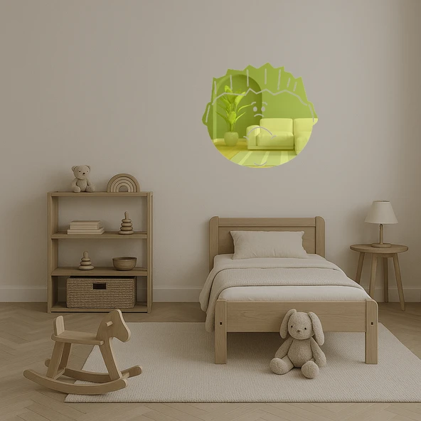 Üzeri Hüzünlü Çocuk Yüzü Dekoratif Altın Aynalı Tablo - Resim 4