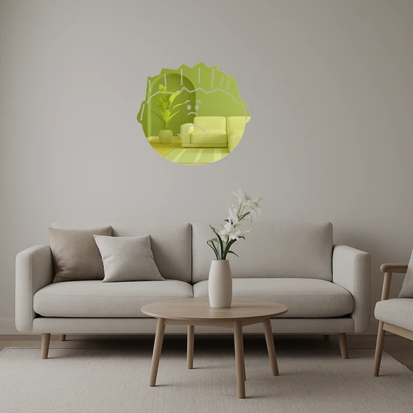 Üzeri Hüzünlü Çocuk Yüzü Dekoratif Altın Aynalı Tablo ürün görseli 1