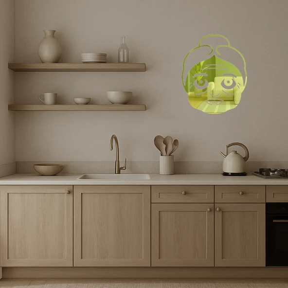 Yaşlı Kadın Emoji  Dekoratif Altın Aynalı Tablo - Resim 4