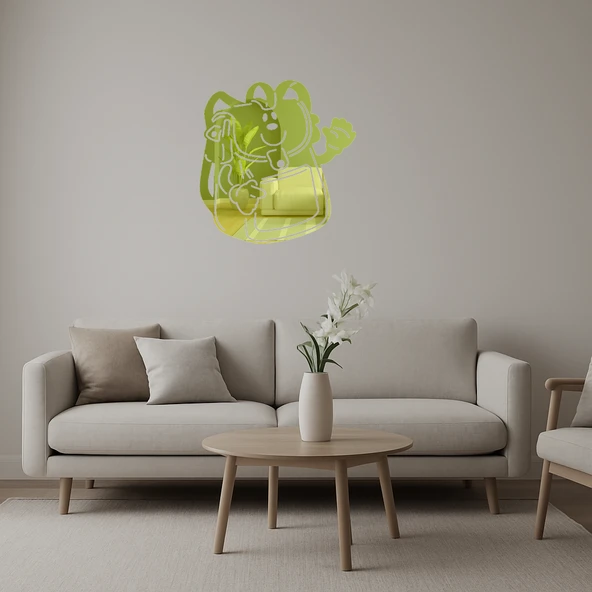 Üzeri Sevimli Okul Çantası Dekoratif Altın Aynalı Tablo ürün görseli 1