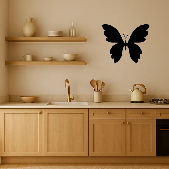 Vintage Kelebek Motifli MDF Dekoratif Tablo - Resim 2