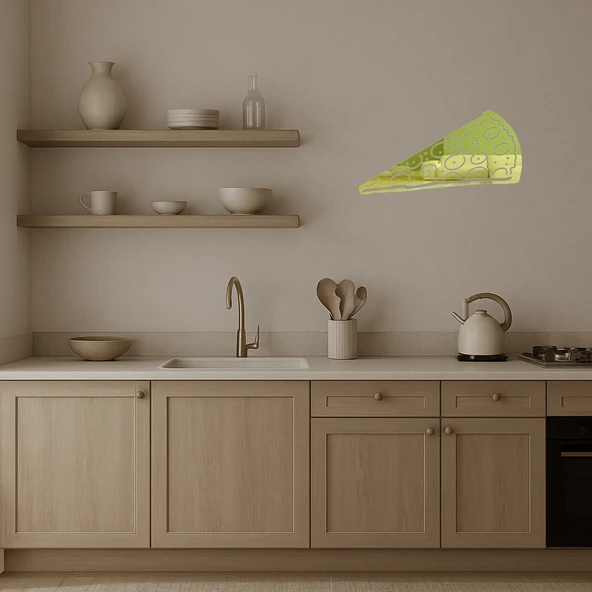 Pepperoni Pizza Dilimi Altın Aynalı Tablosu - Resim 3