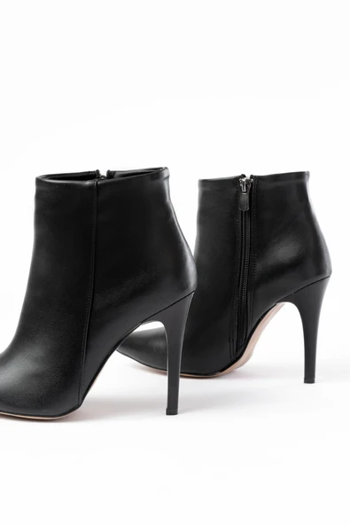 VRT-4802 Siyah Yüksek İnce Topuklu Fermuarlı Kadın Bot - 5