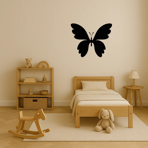 Vintage Kelebek Motifli MDF Dekoratif Tablo - Resim 3