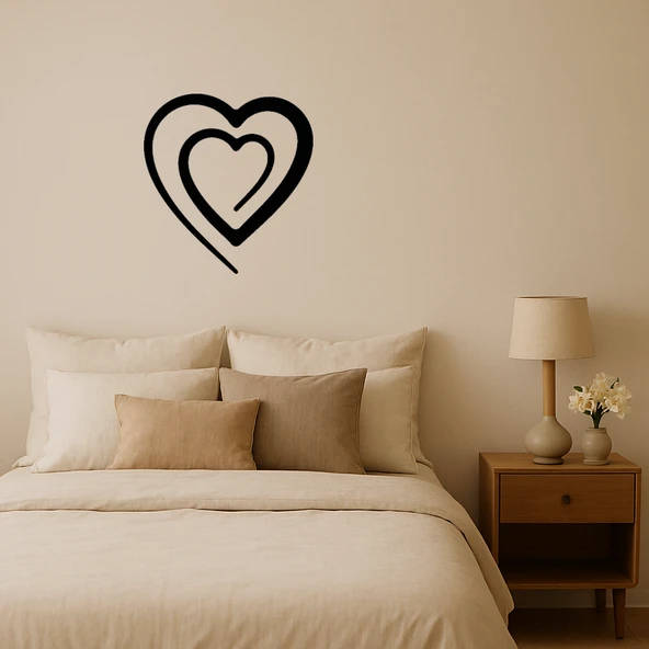 Romantik Çift Kalp Dekoratif Tablo