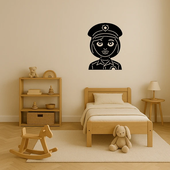 Kadın Polis Memuru Emoji MDF Dekoratif Tablo - 3
