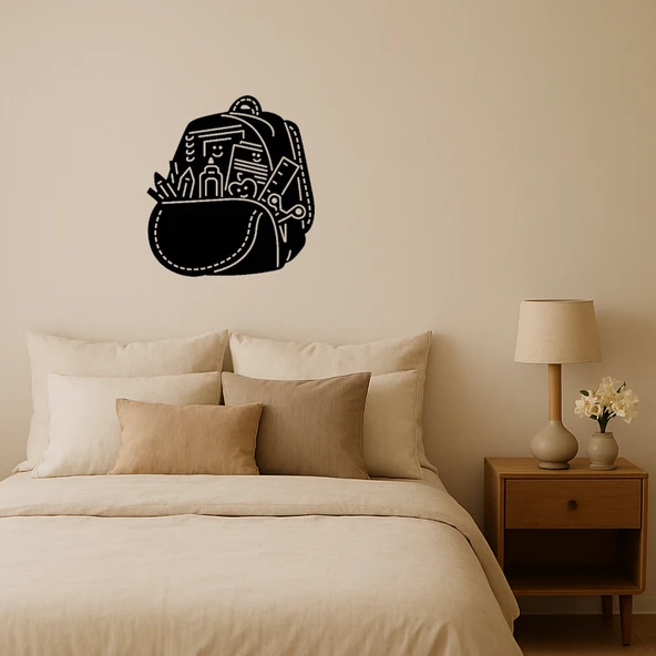 Üzeri Renkli Okul Çantası Dekoratif Tablo ürün görseli 1